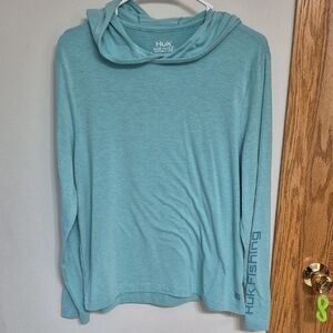 Huk Aqua Blue Long Sleeve Hoodie